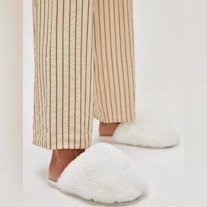 Free People Fluffy White Slippers